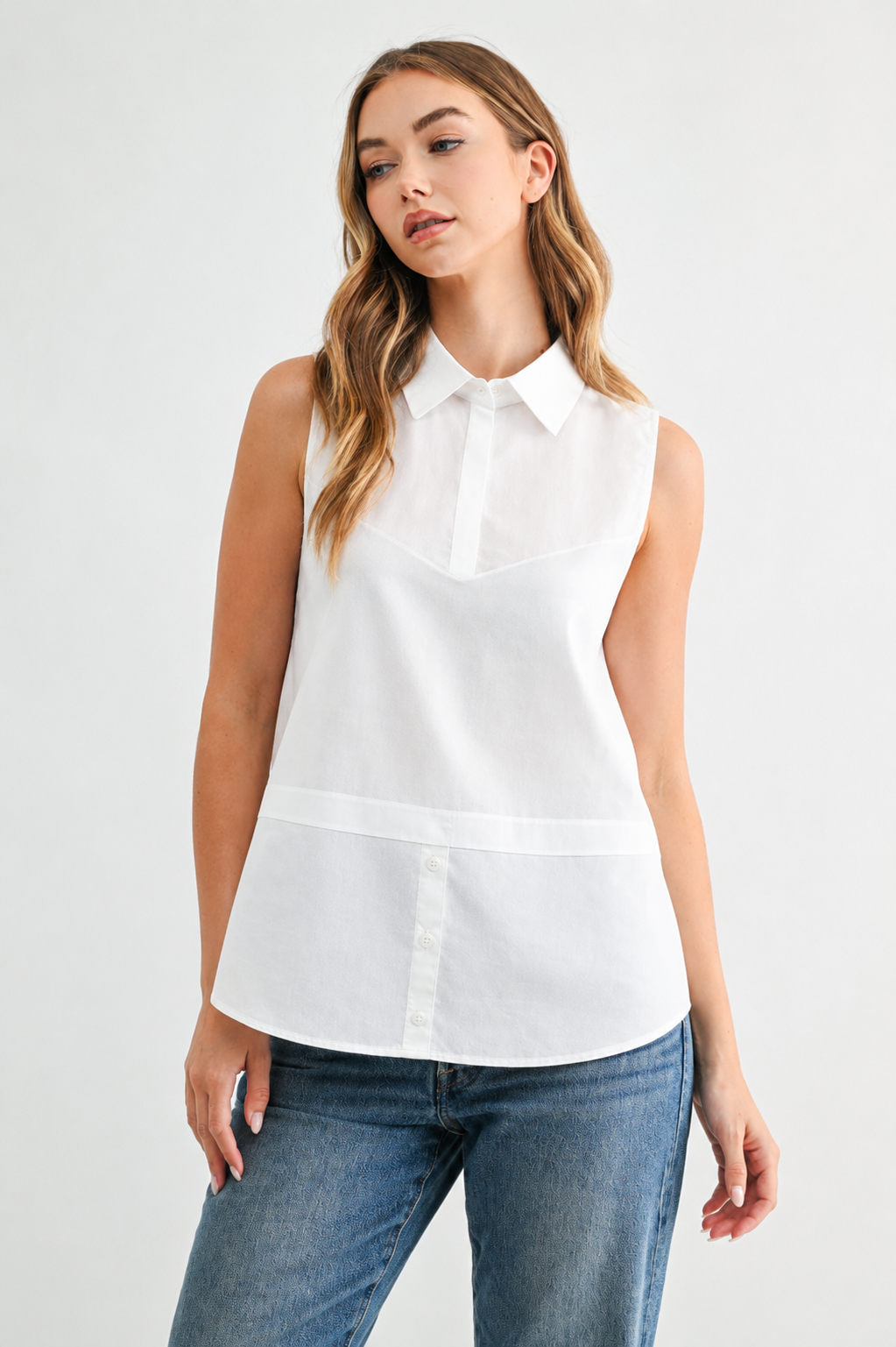Caroline Sleeveless Collar Top