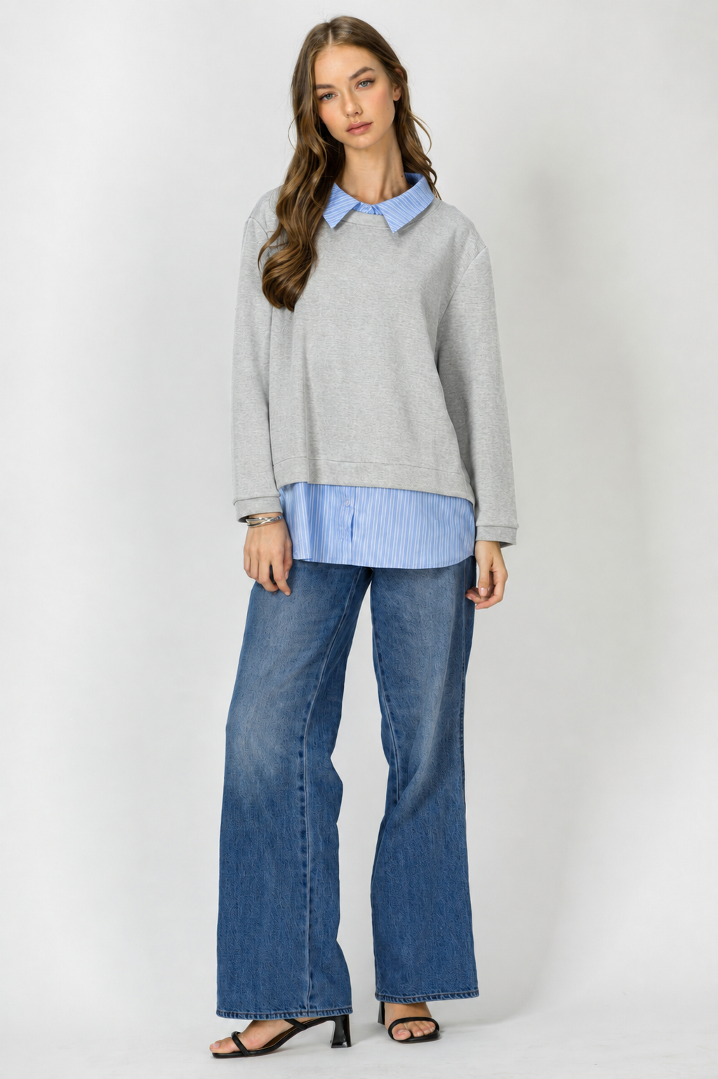 Harrison Knit Top with Attached Layered Shirt