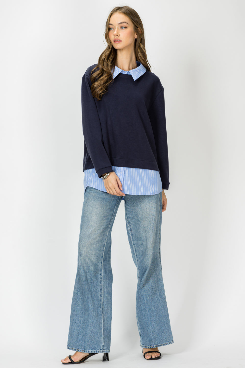 Harrison Knit Top with Attached Layered Shirt