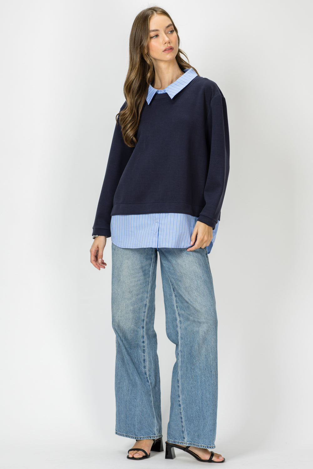 Harrison Knit Top with Attached Layered Shirt