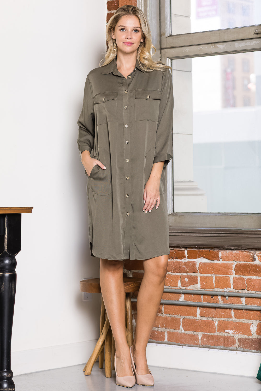 Taylor Tencel Shirt Tunic Dress