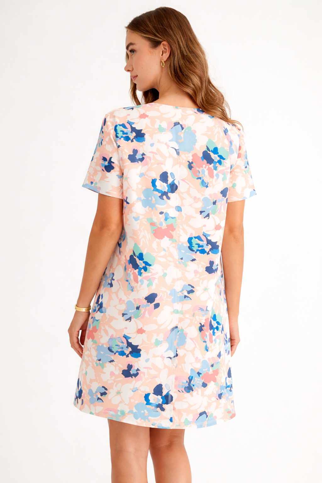 Audrey Stretch Suede Dress - Multi Flower Print