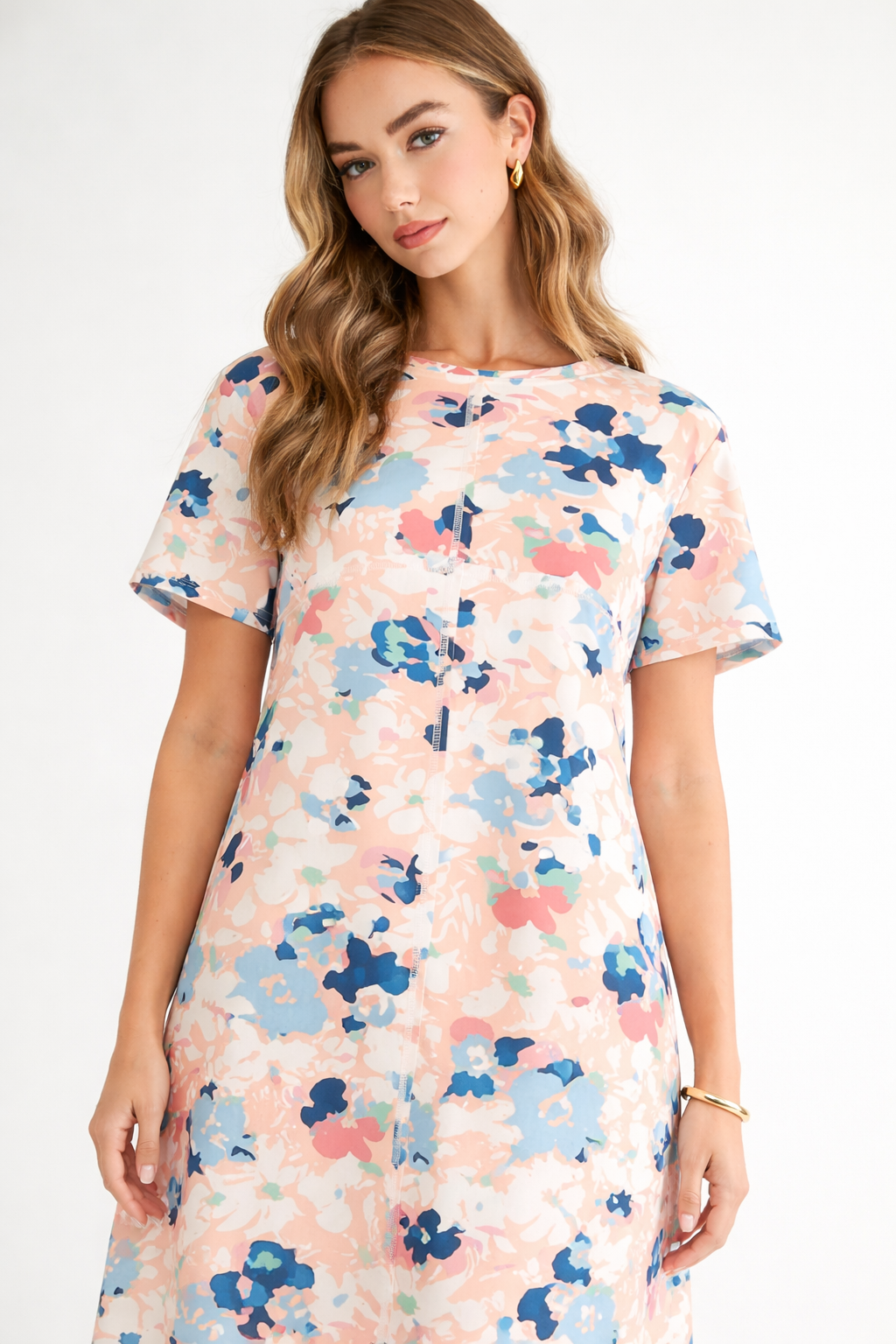 Audrey Stretch Suede Dress - Multi Flower Print