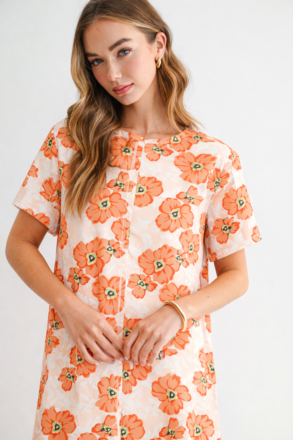 Audrey Stretch Suede Dress - Poppy Flower Print