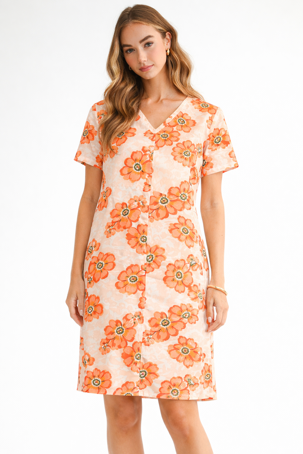 Audrey Stretch Suede Dress - Poppy Flower Print