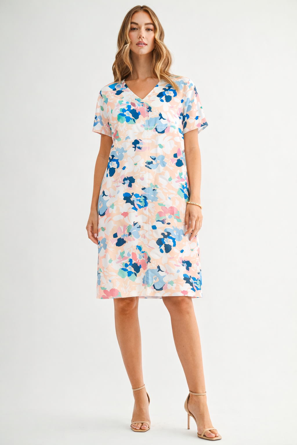 Audrey Stretch Suede Dress - Multi Flower Print