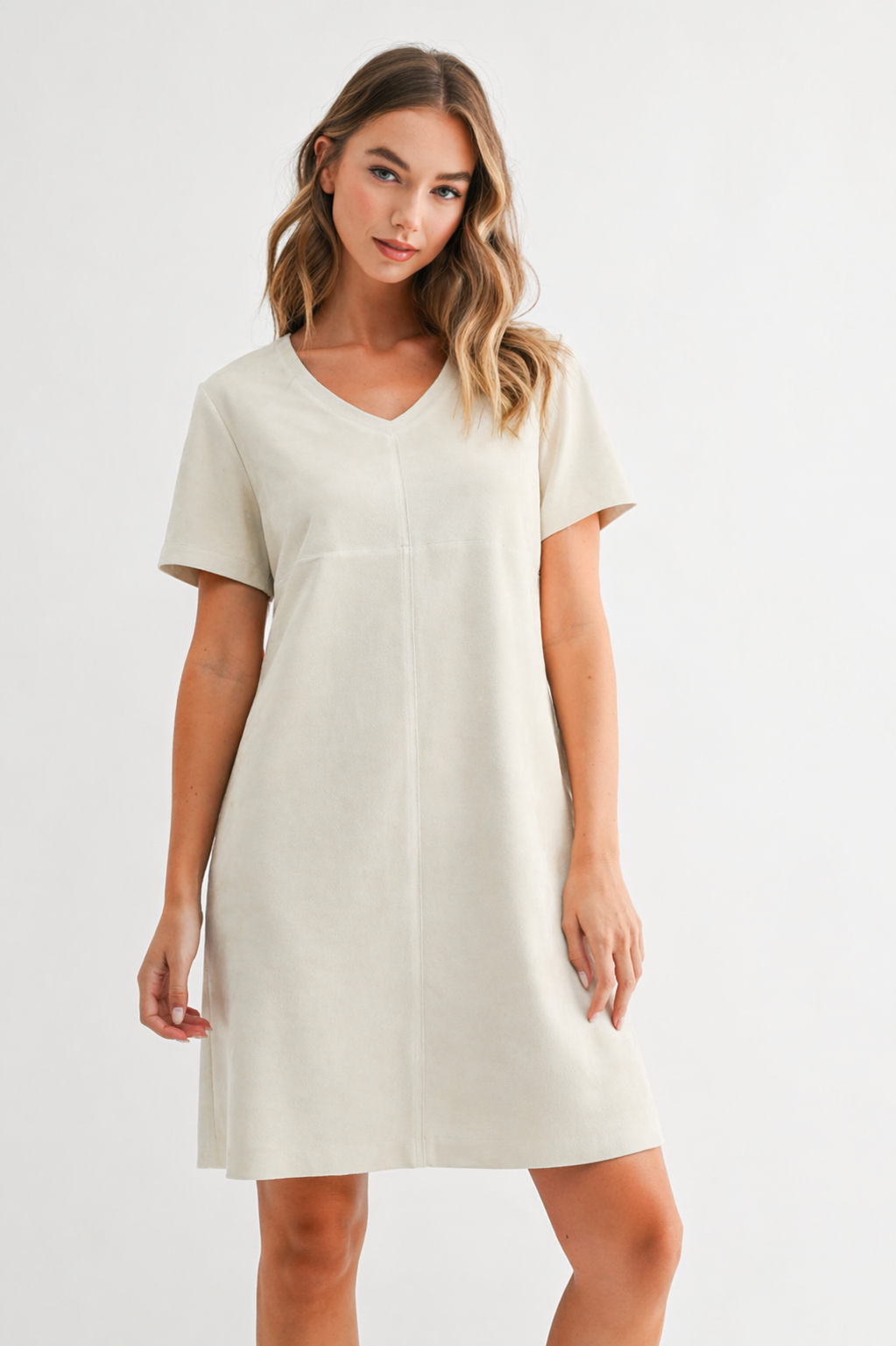 Audrey Suede V Neck with Pockets