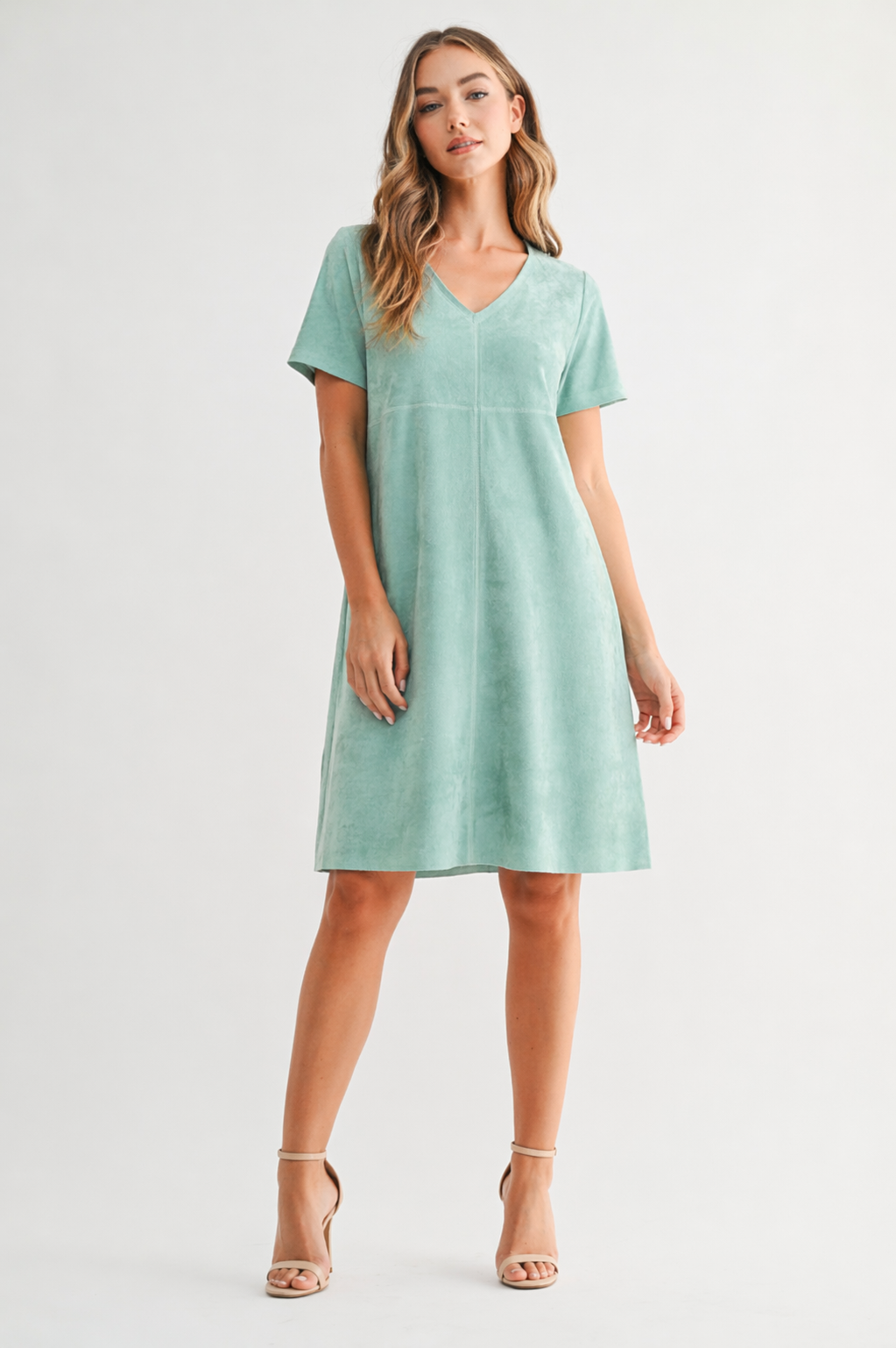 Audrey Suede V Neck with Pockets