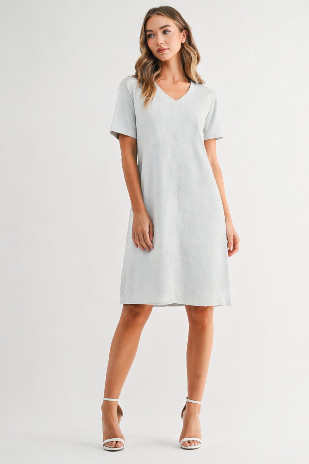 Audrey Suede V Neck with Pockets