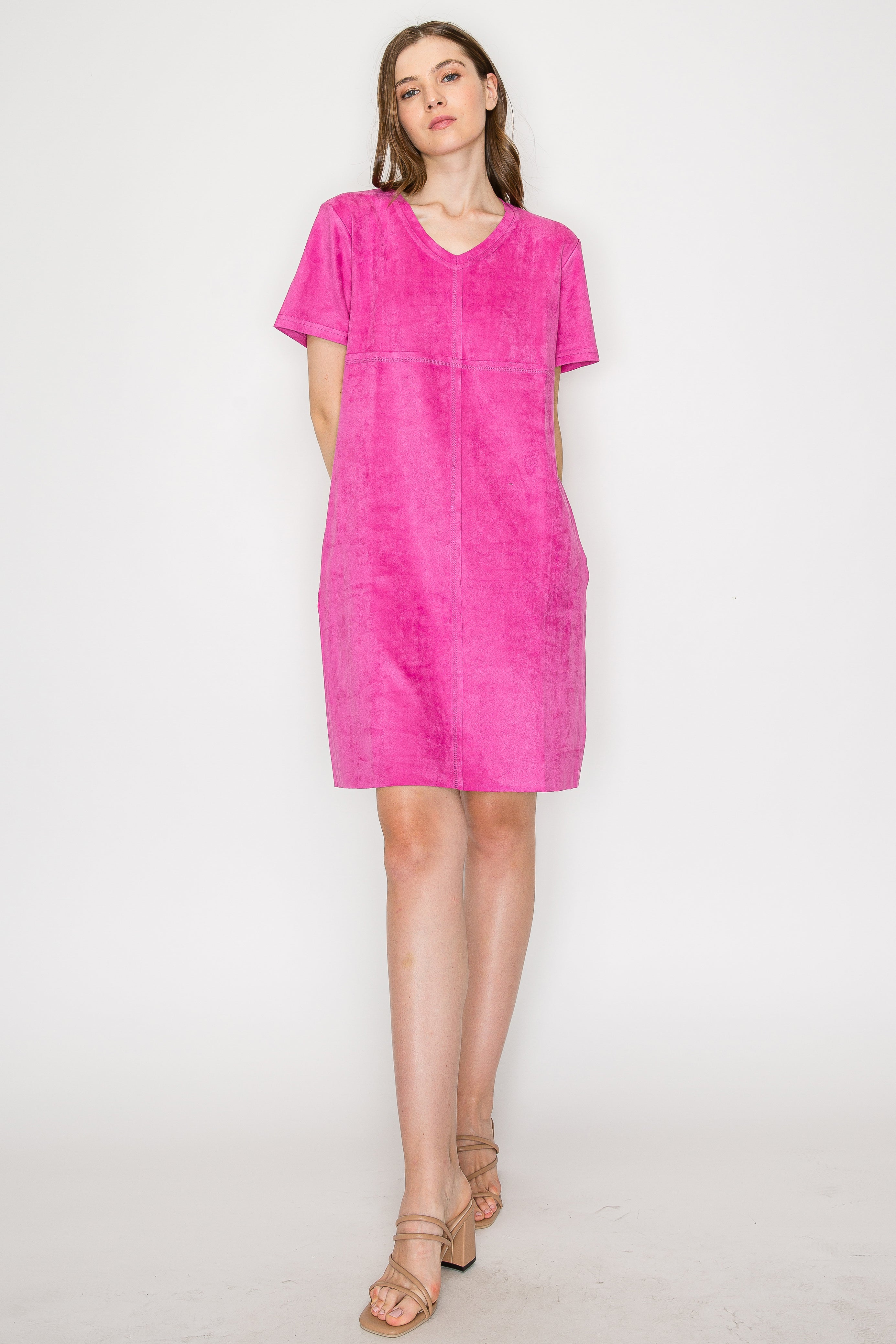 Audrey Suede V Neck with Pockets