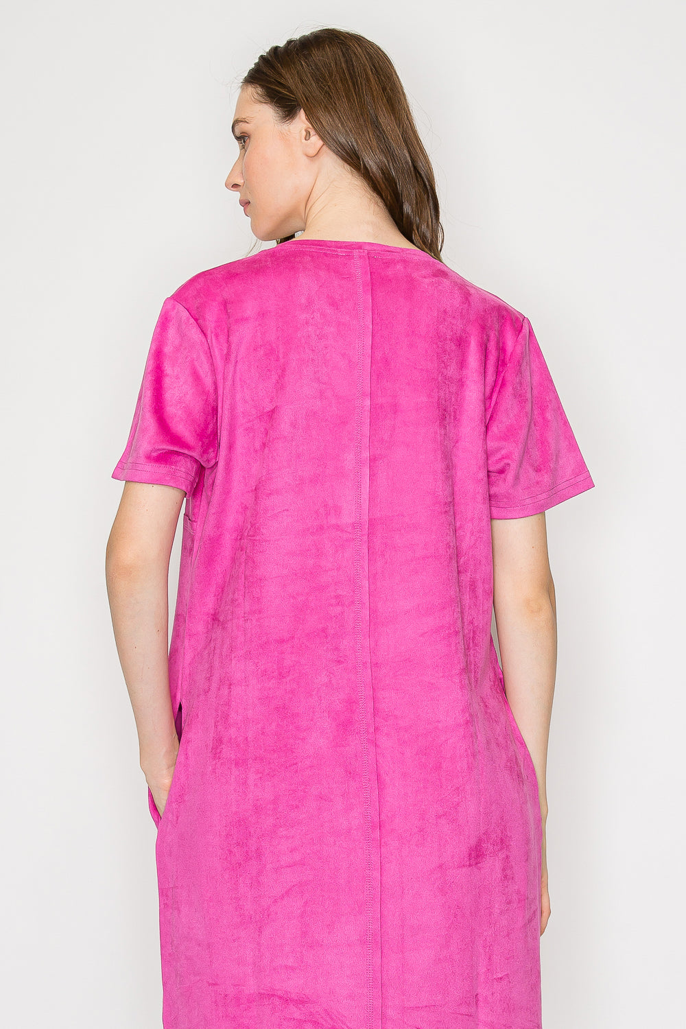 Audrey Suede V Neck with Pockets