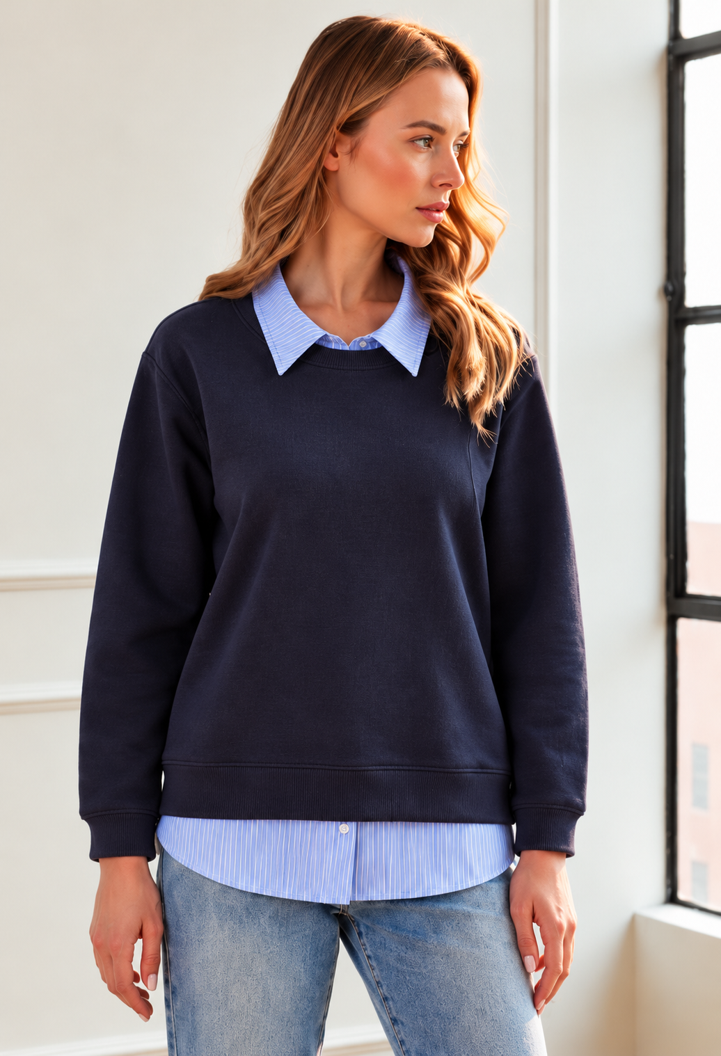 Harrison Knit Top with Attached Layered Shirt