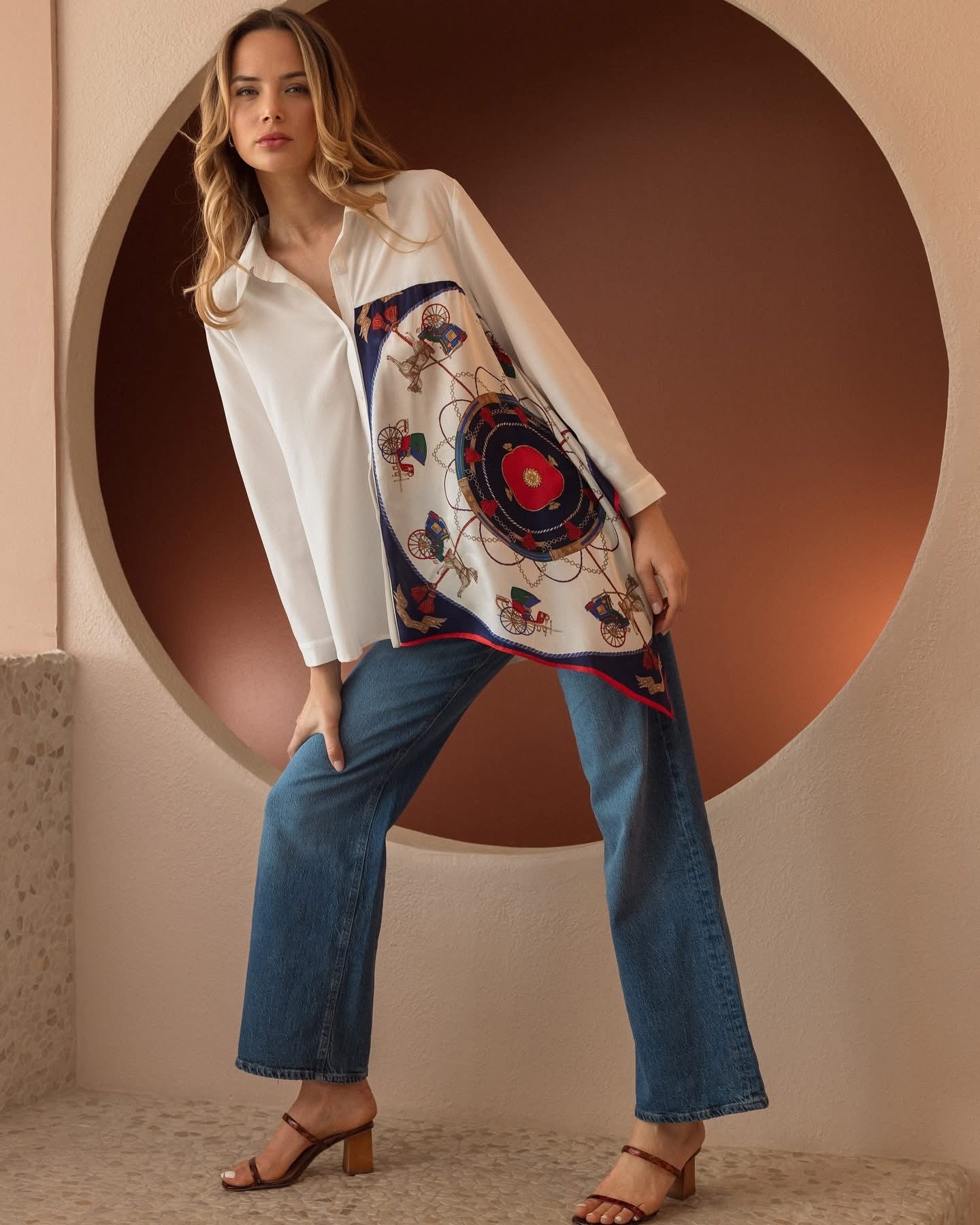 Jess Asymmetric Print Top