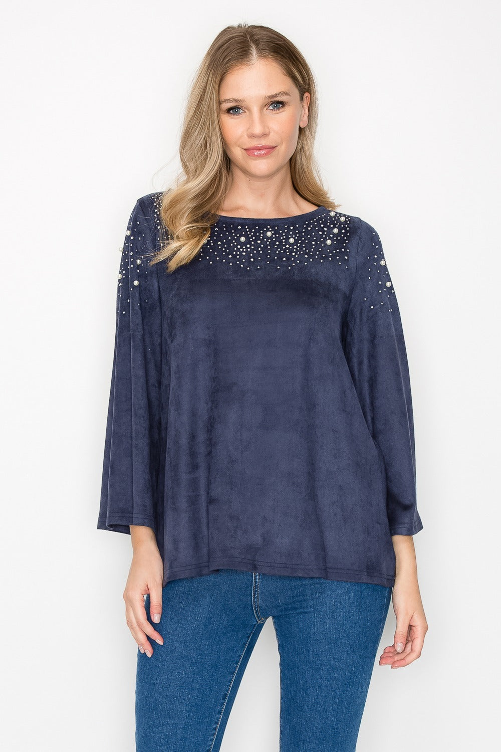 Annie Suede Top with Pearls