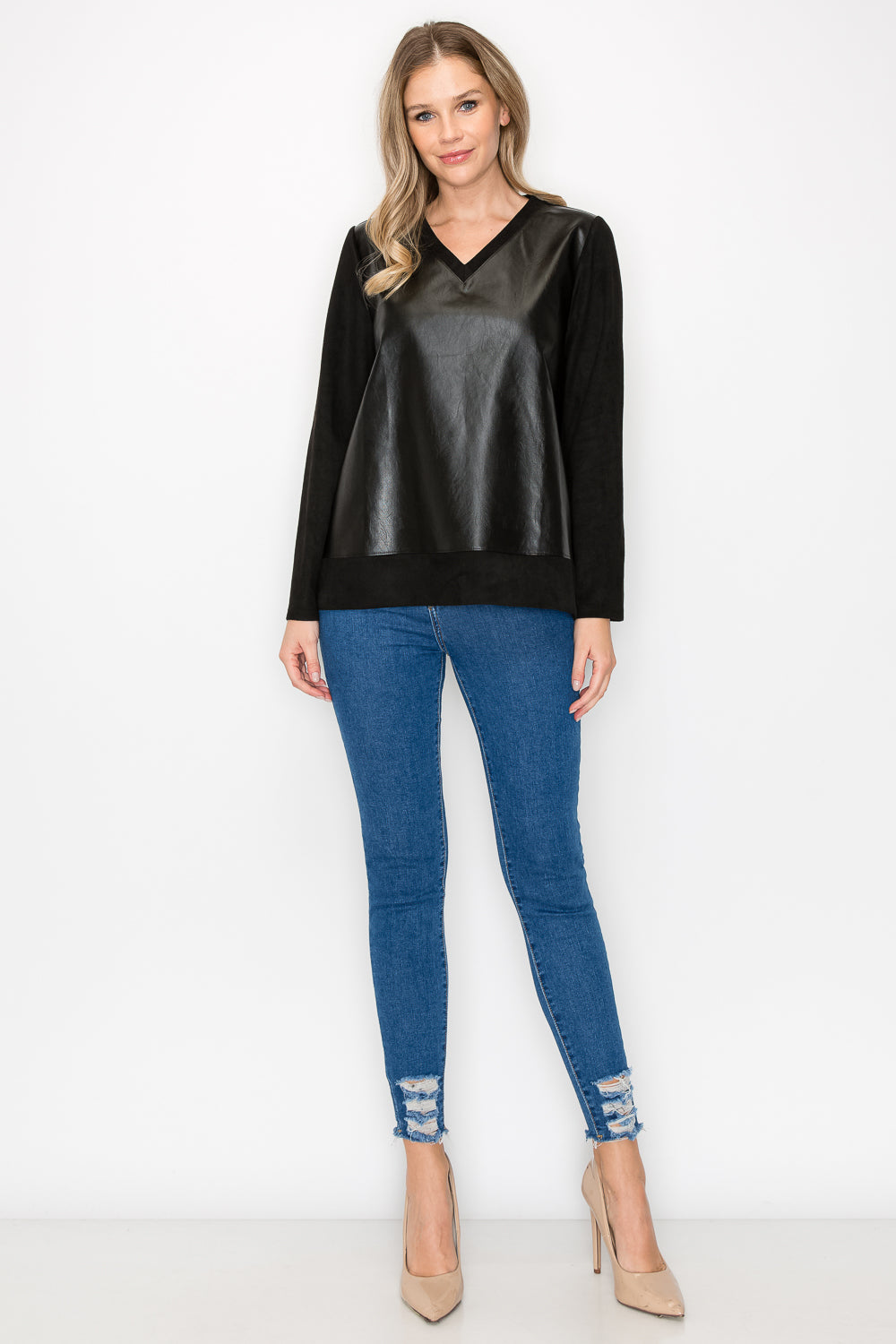 Annabelle Suede Top with Leather