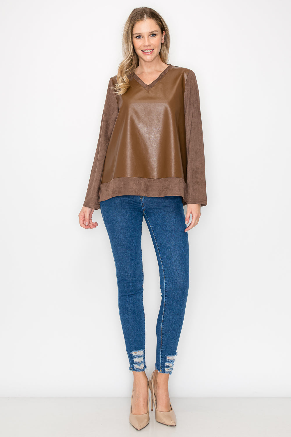 Annabelle Suede Top with Leather