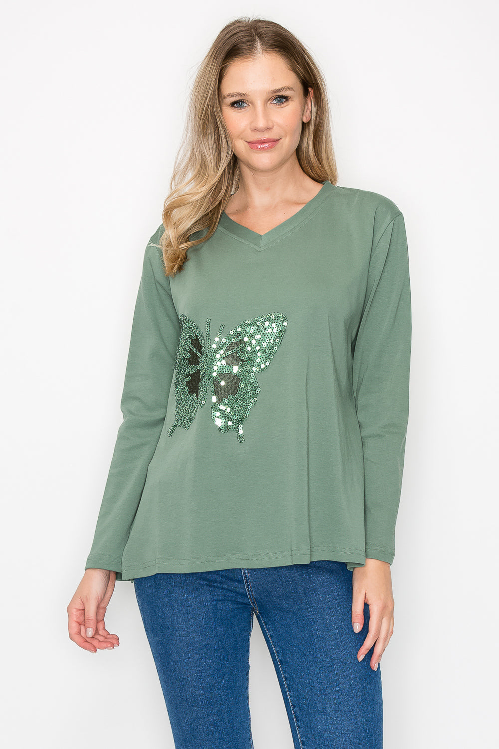Ricole Stretch Pointe Knit with Sequin Butterfly