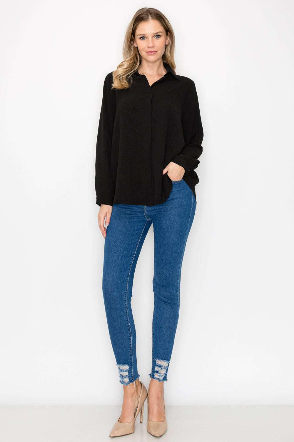 Wanda Lightweight Flowy Woven Crepe Top