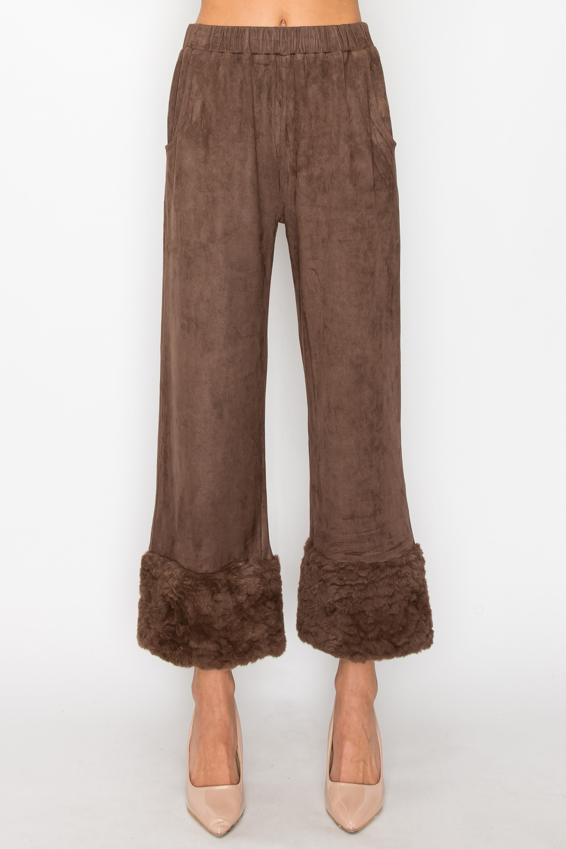 Amal Stretch Suede Pant with Fur