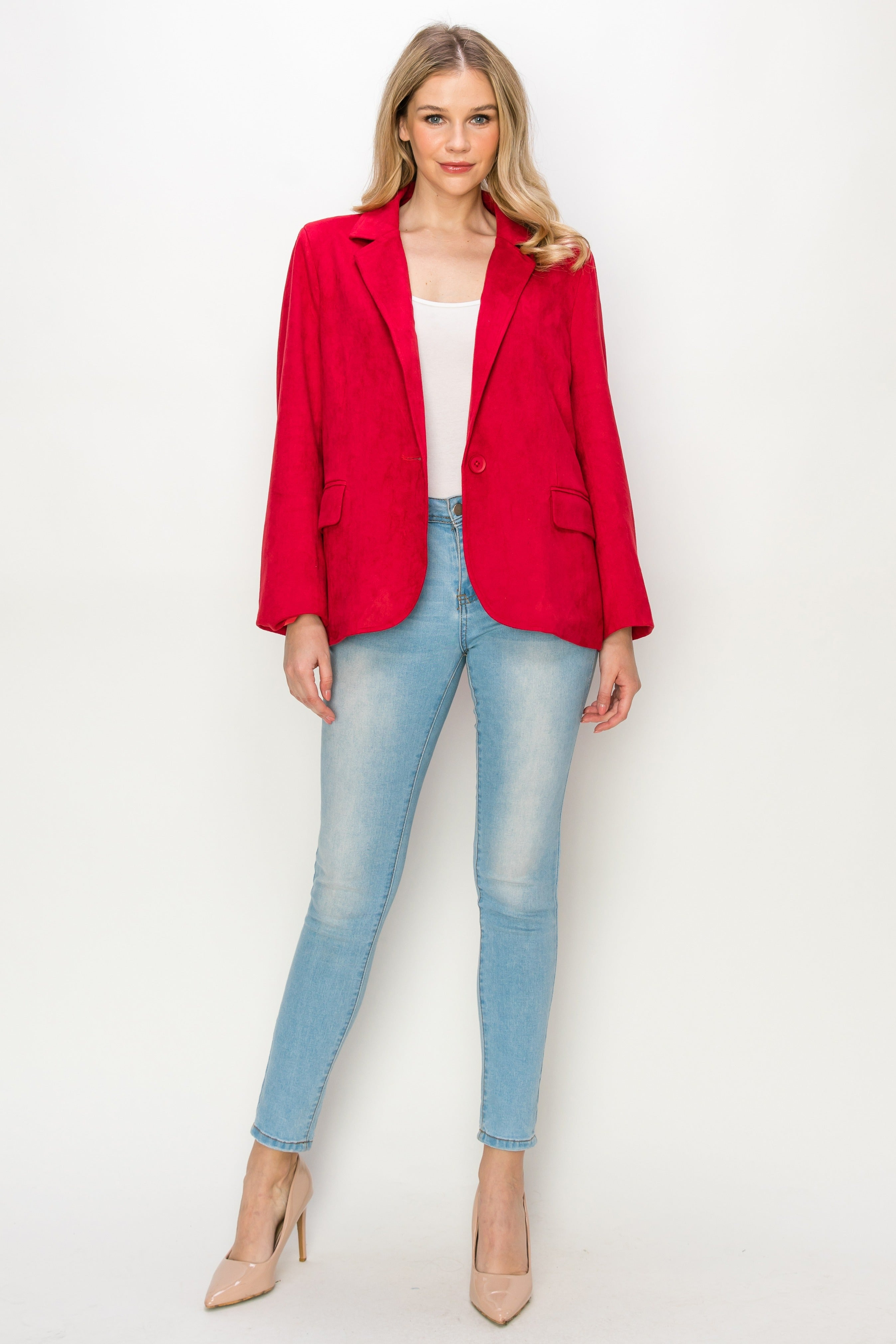 Amy Stretch Suede Blazer Jacket