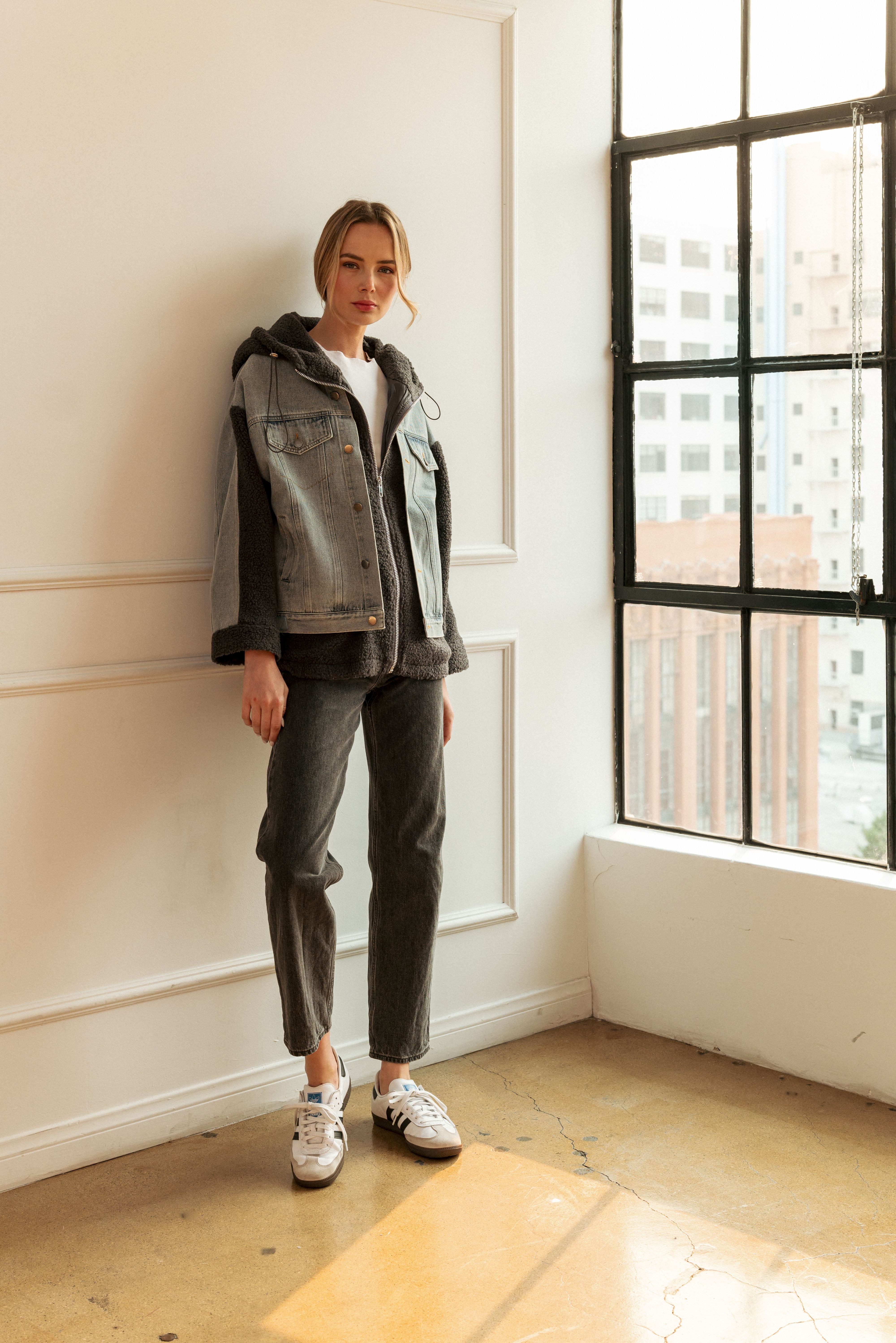 Joleen Fur Sherpa Jacket with Denim