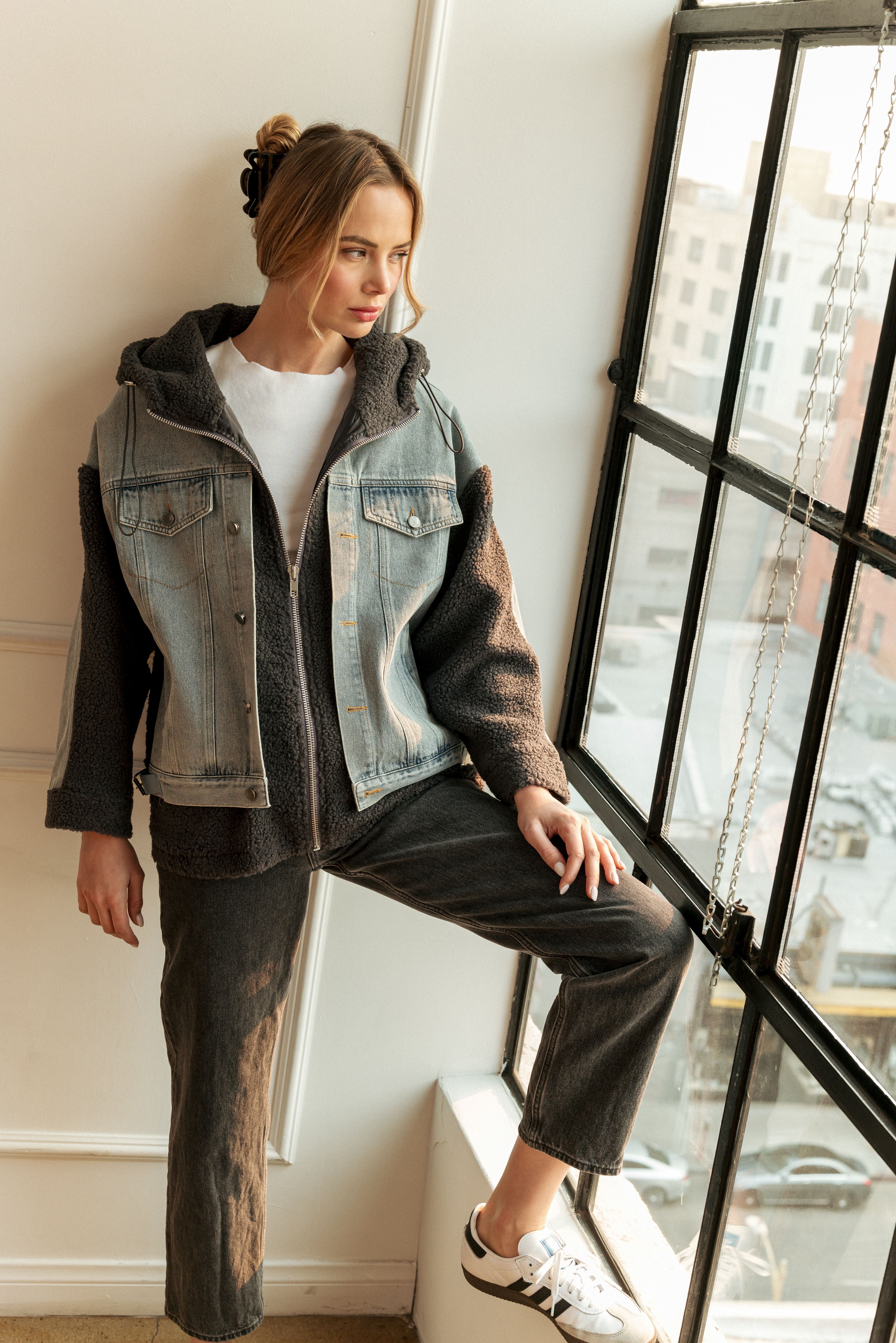 Joleen Fur Sherpa Jacket with Denim