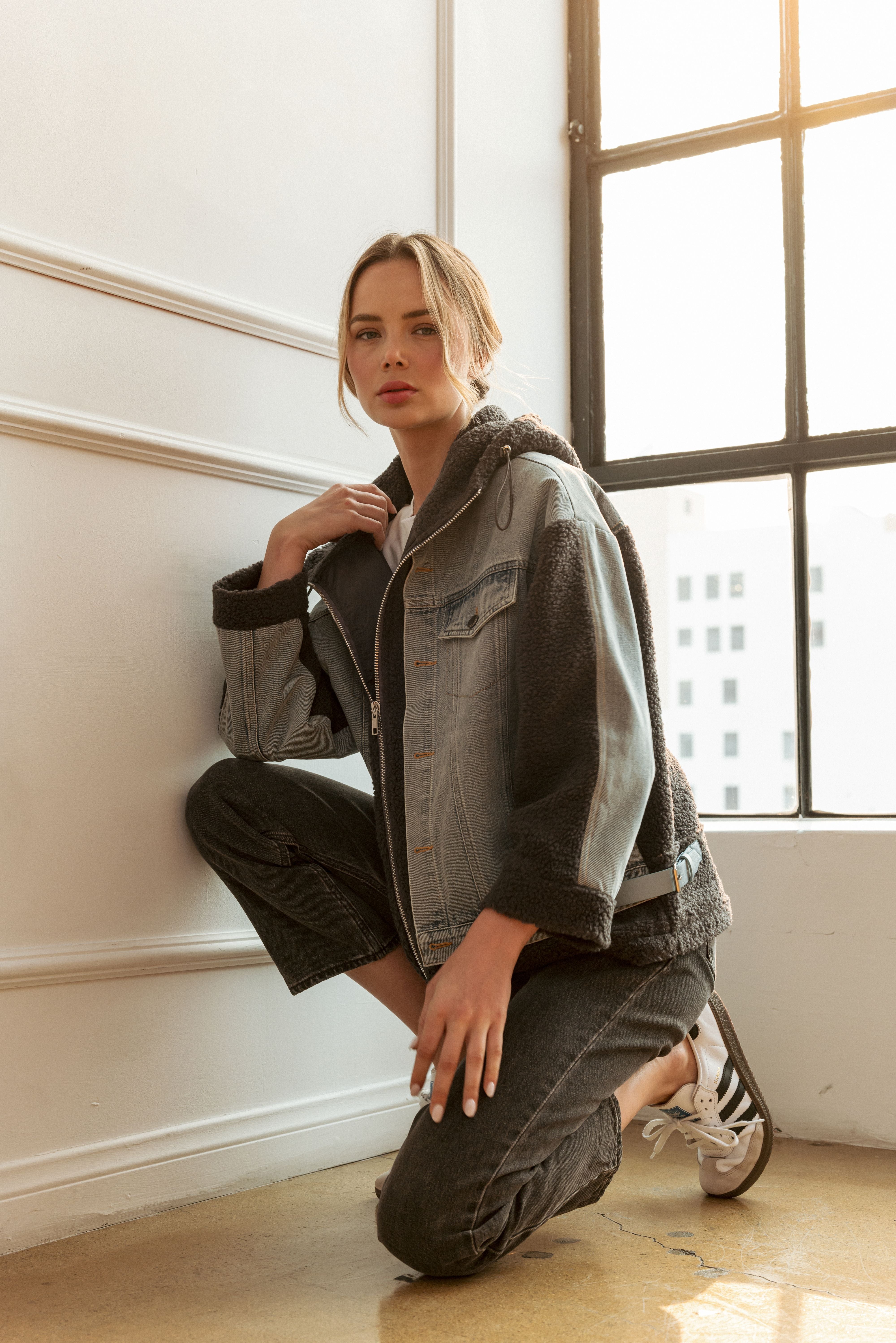 Joleen Fur Sherpa Jacket with Denim