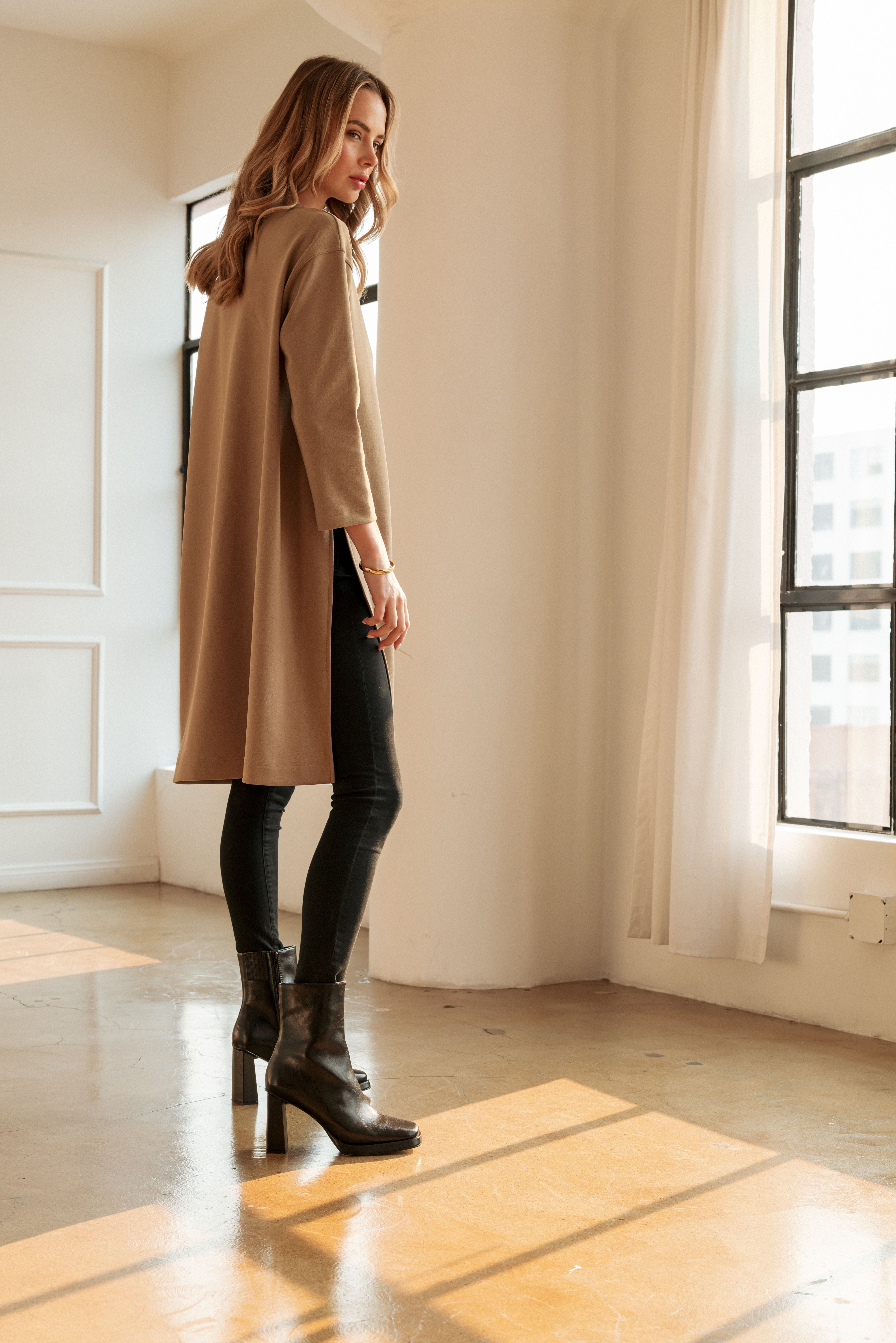 Kenna Stretch Crepe Knit Tunic Top