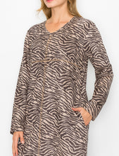 Load image into Gallery viewer, Aurora Suede V Neck Dress - Zebra (with pockets or without)