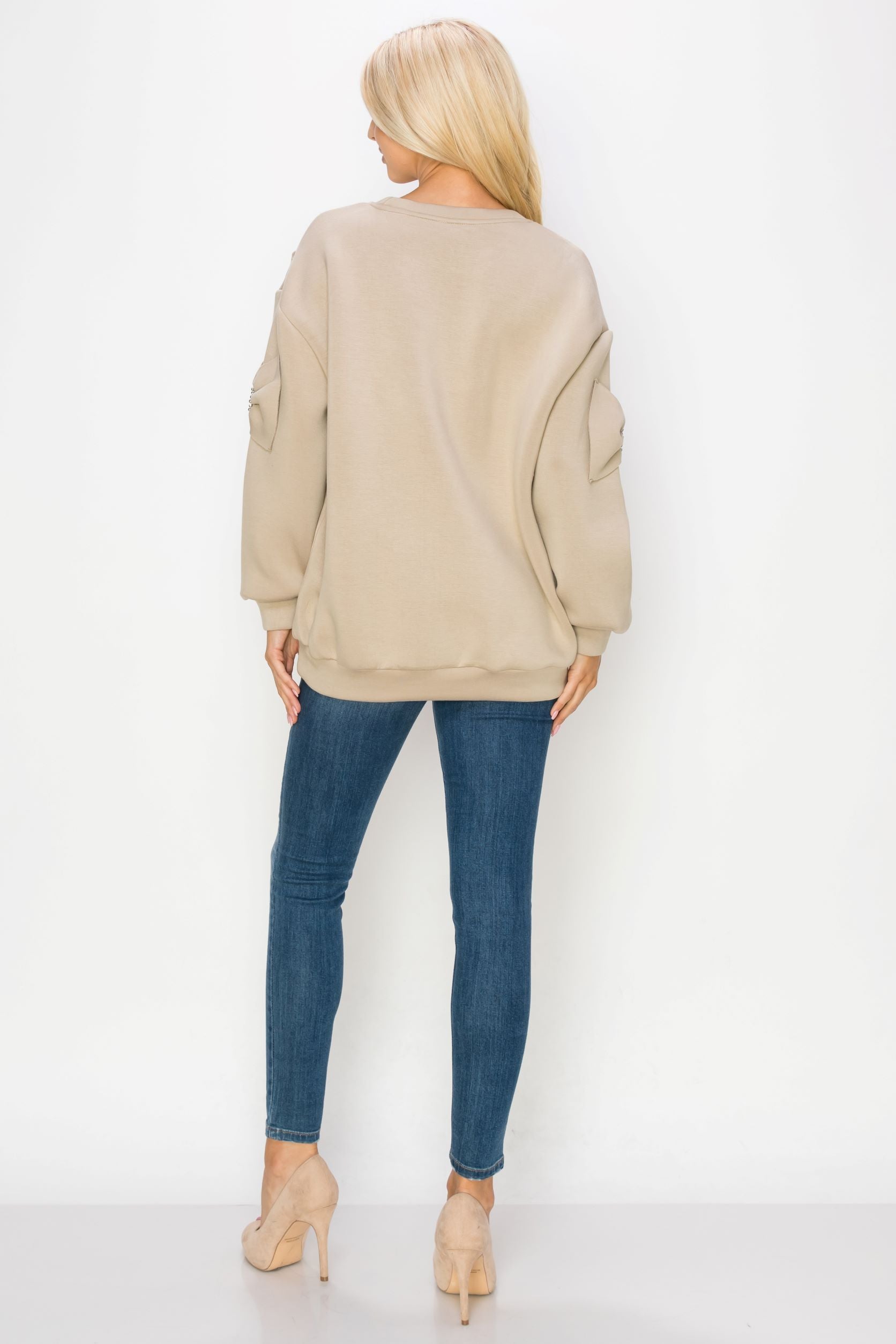 Fiora Stretch French Scuba Ribbon Bow Top