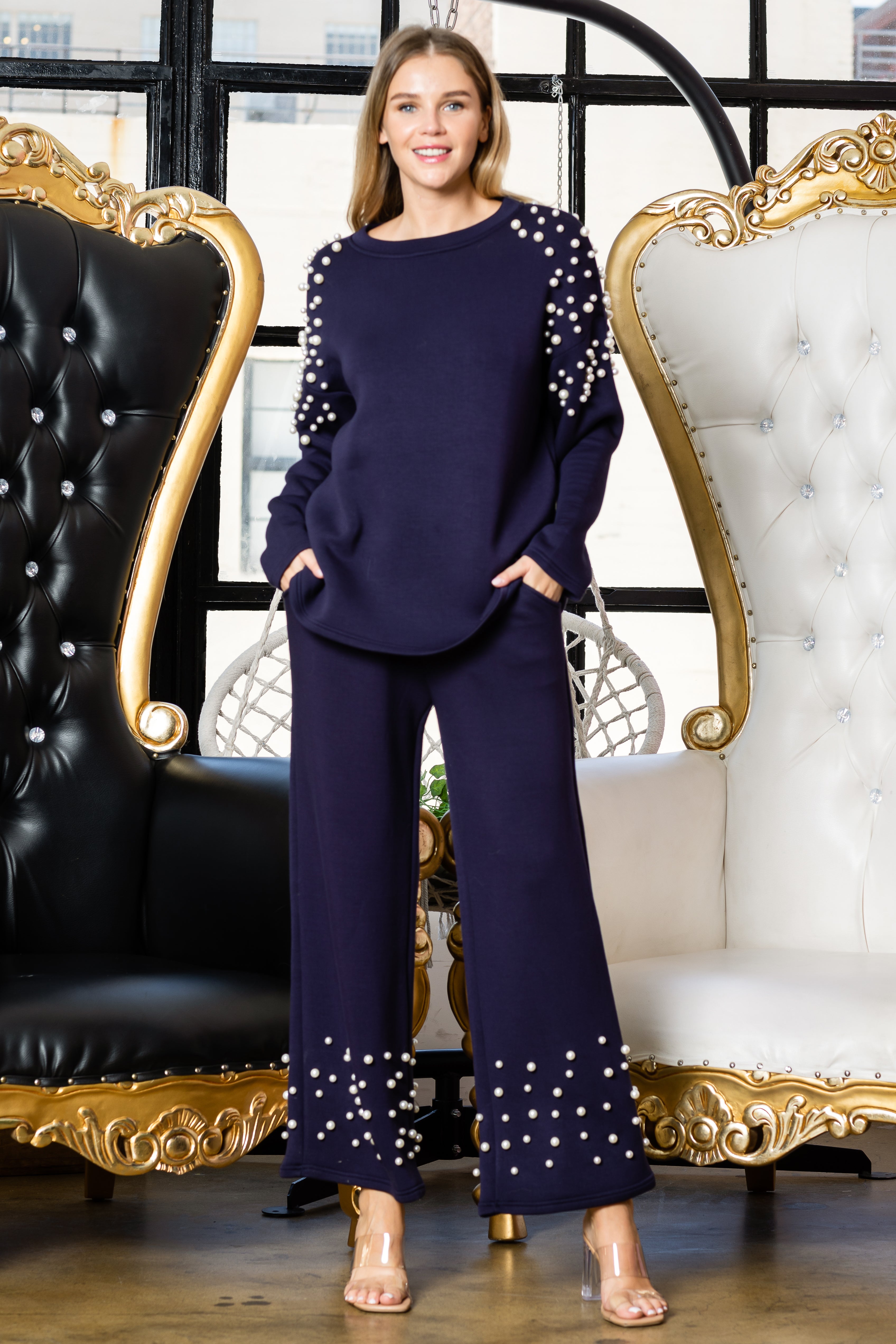 Faith Stretch French Scuba Pearl Pant