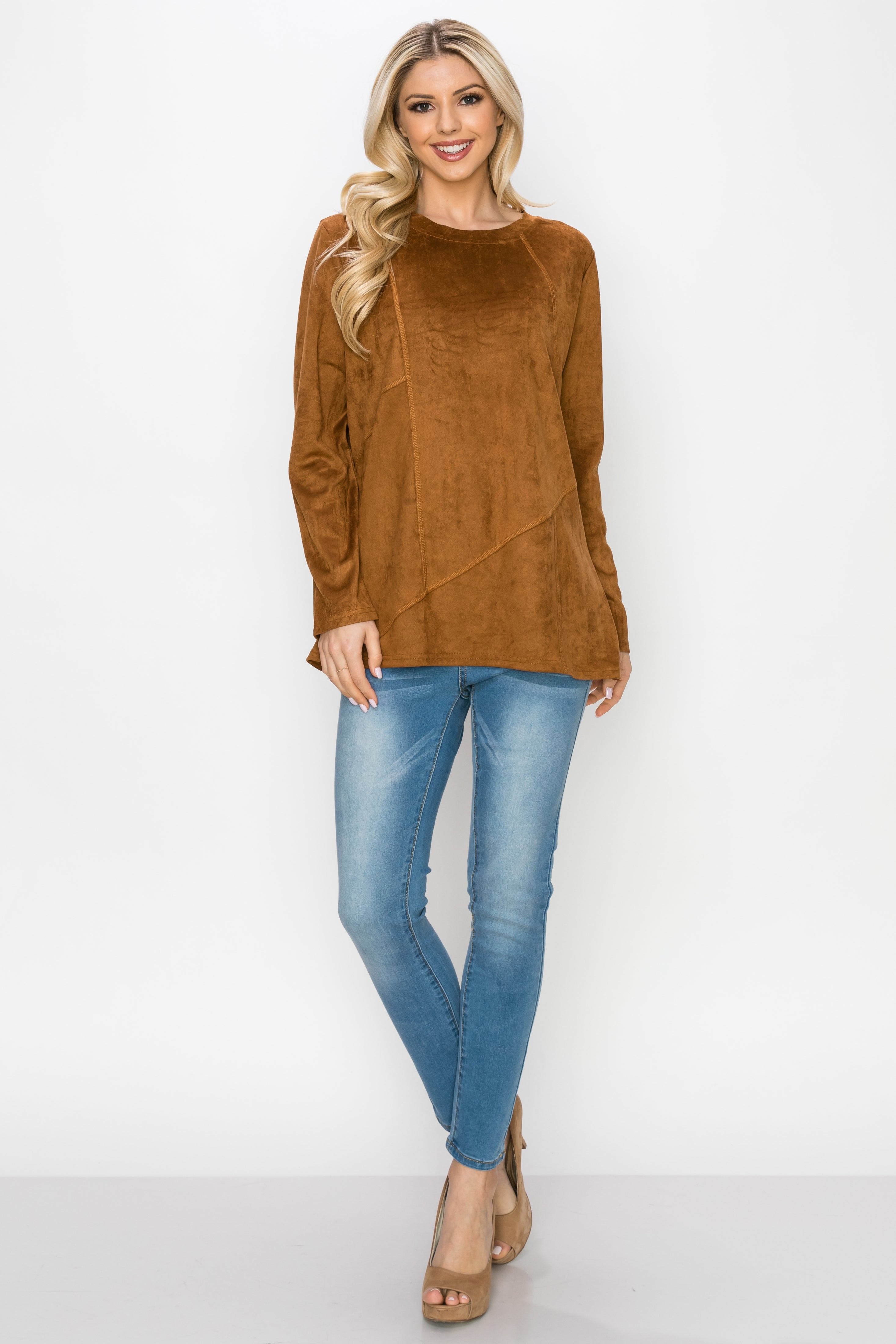 Aldis Stretch Suede Stitched Top