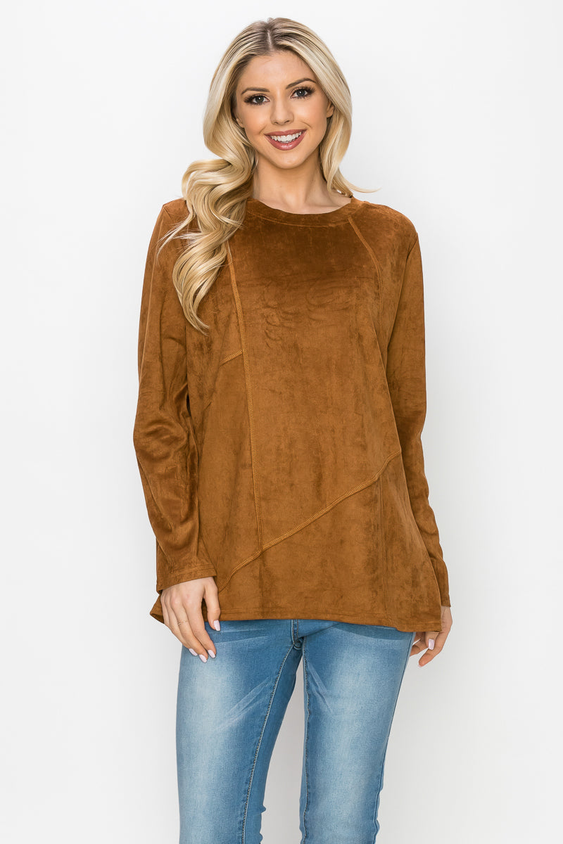 Aldis Stretch Suede Stitched Top