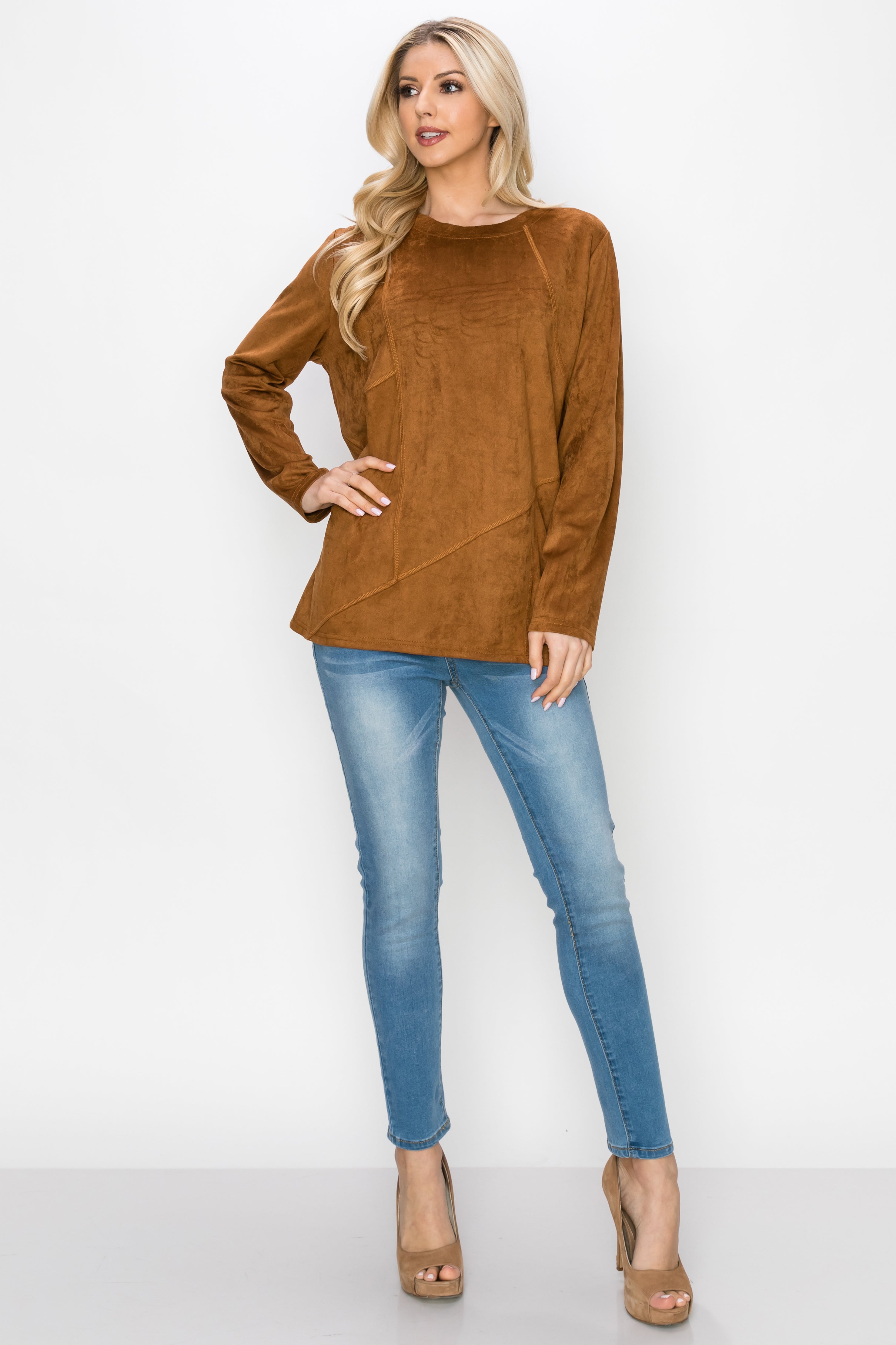 Aldis Stretch Suede Stitched Top