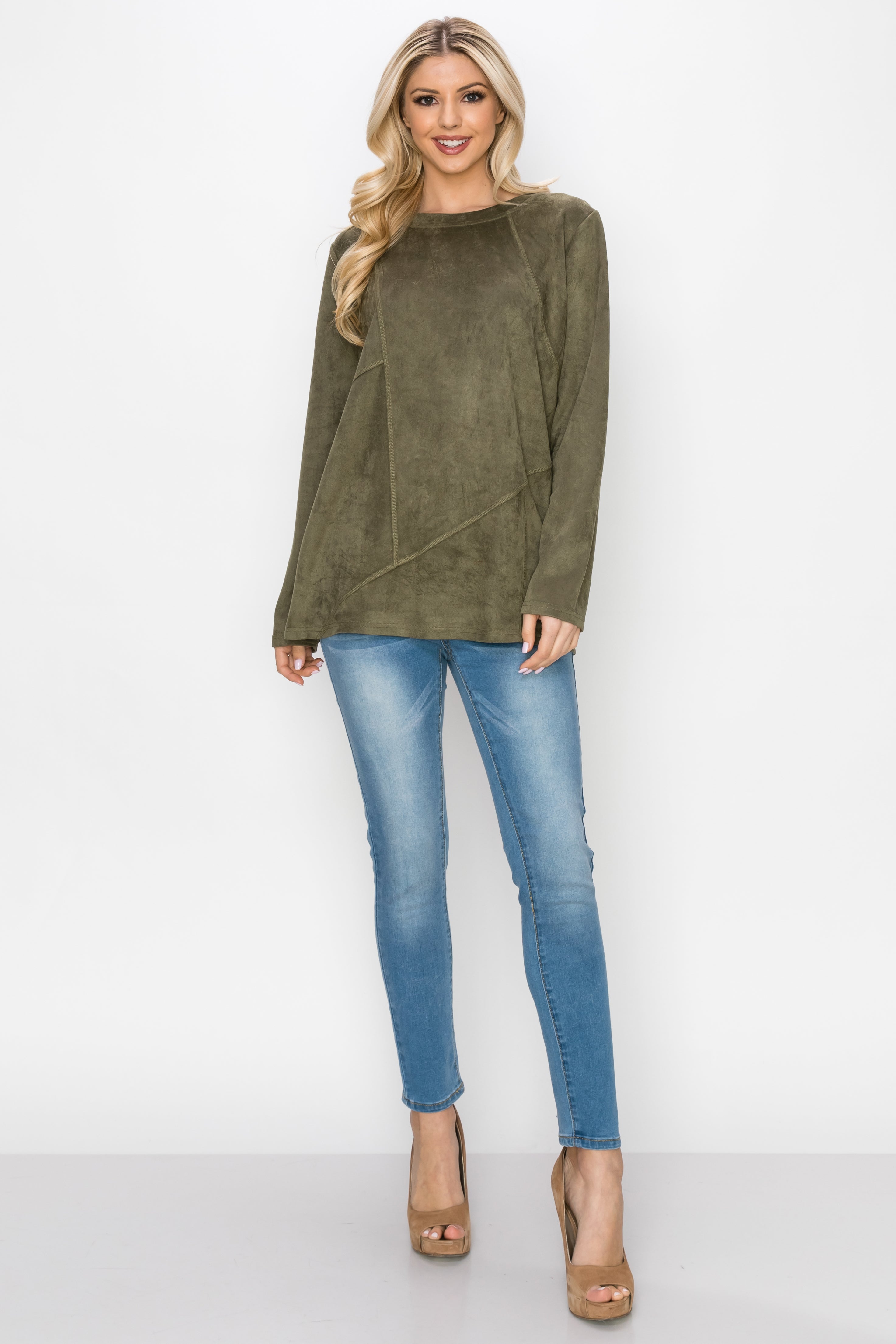 Aldis Stretch Suede Stitched Top