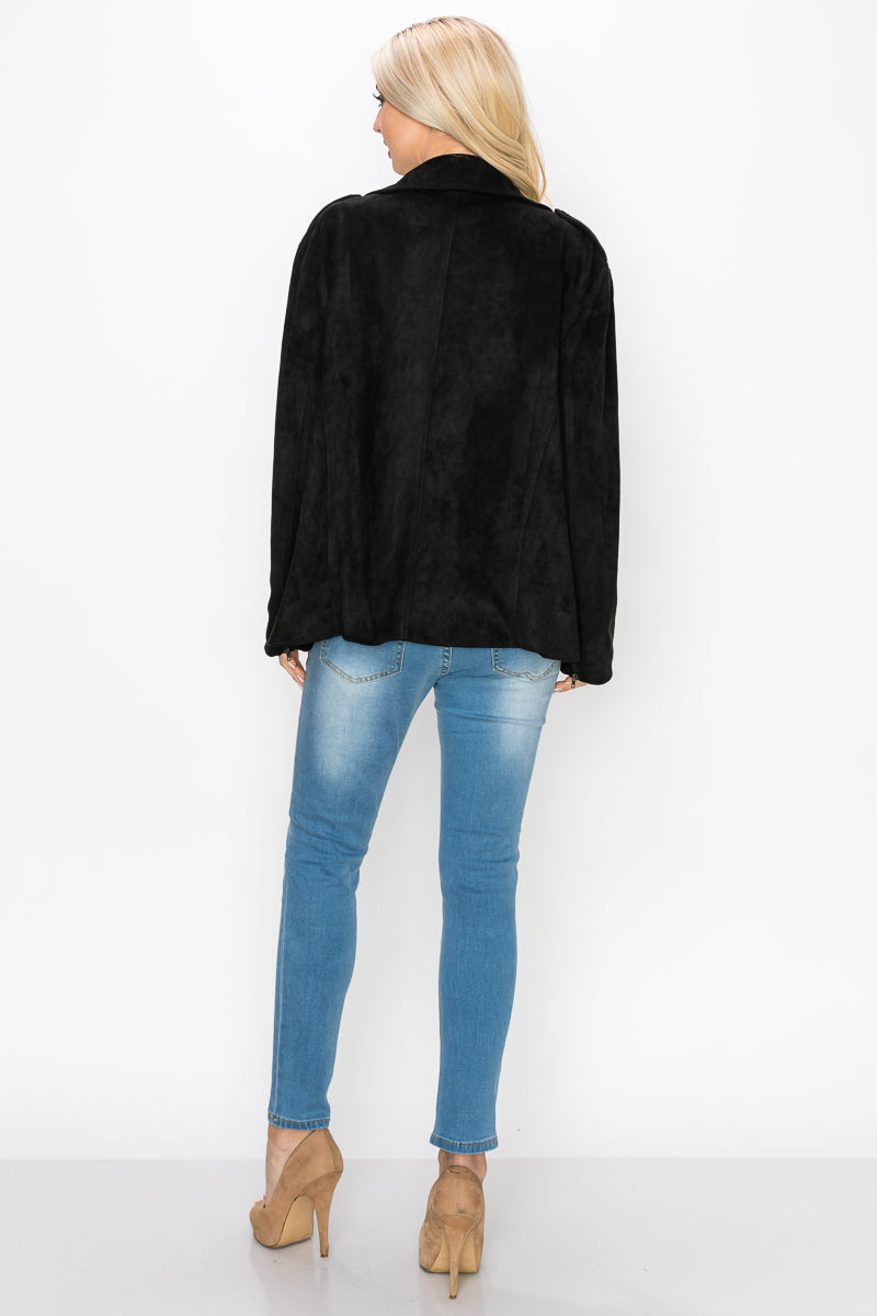 Jemi Stretch Suede Moto Jacket