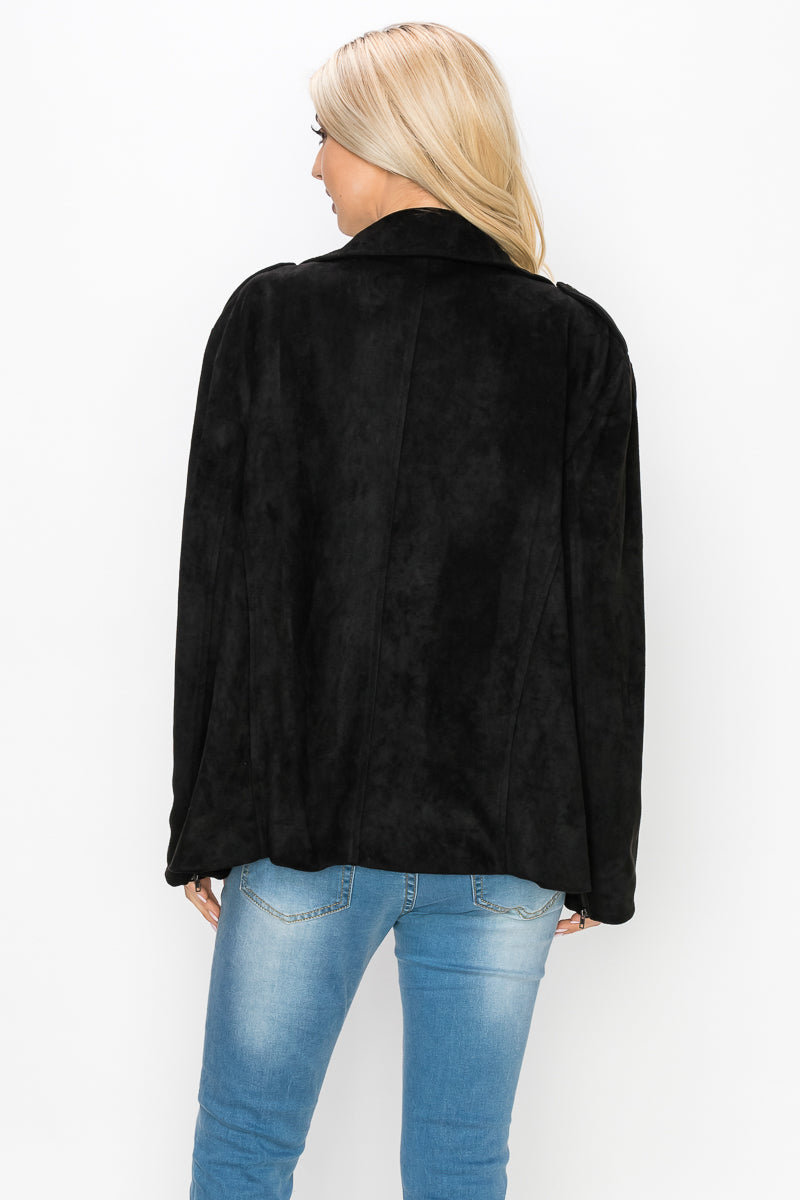 Jemi Stretch Suede Moto Jacket