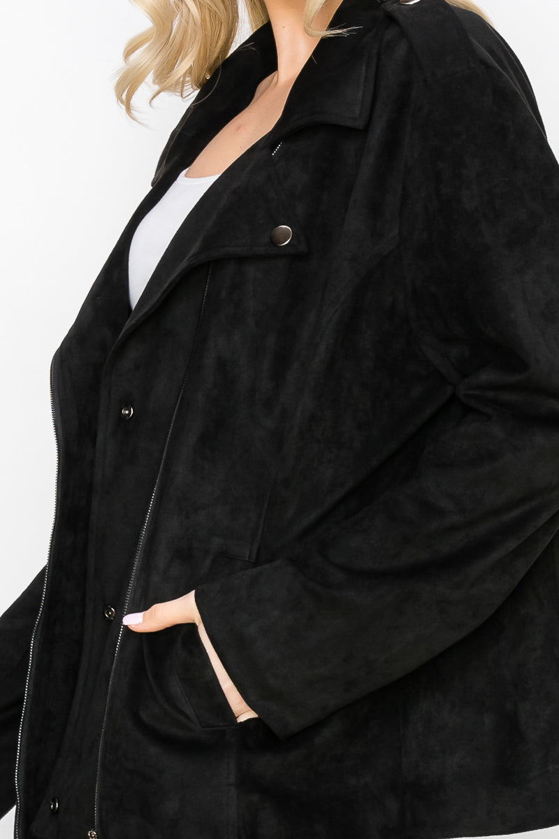 Jemi Stretch Suede Moto Jacket