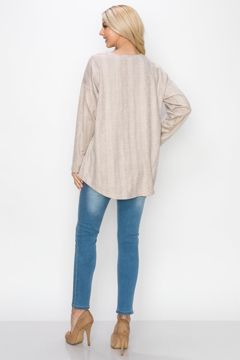 Ailith Stretch Suede Animal Print Top