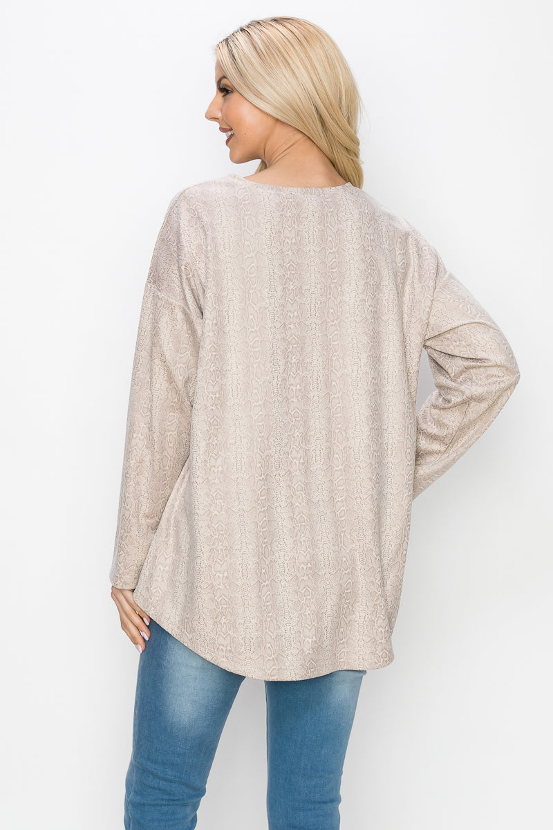 Ailith Stretch Suede Animal Print Top