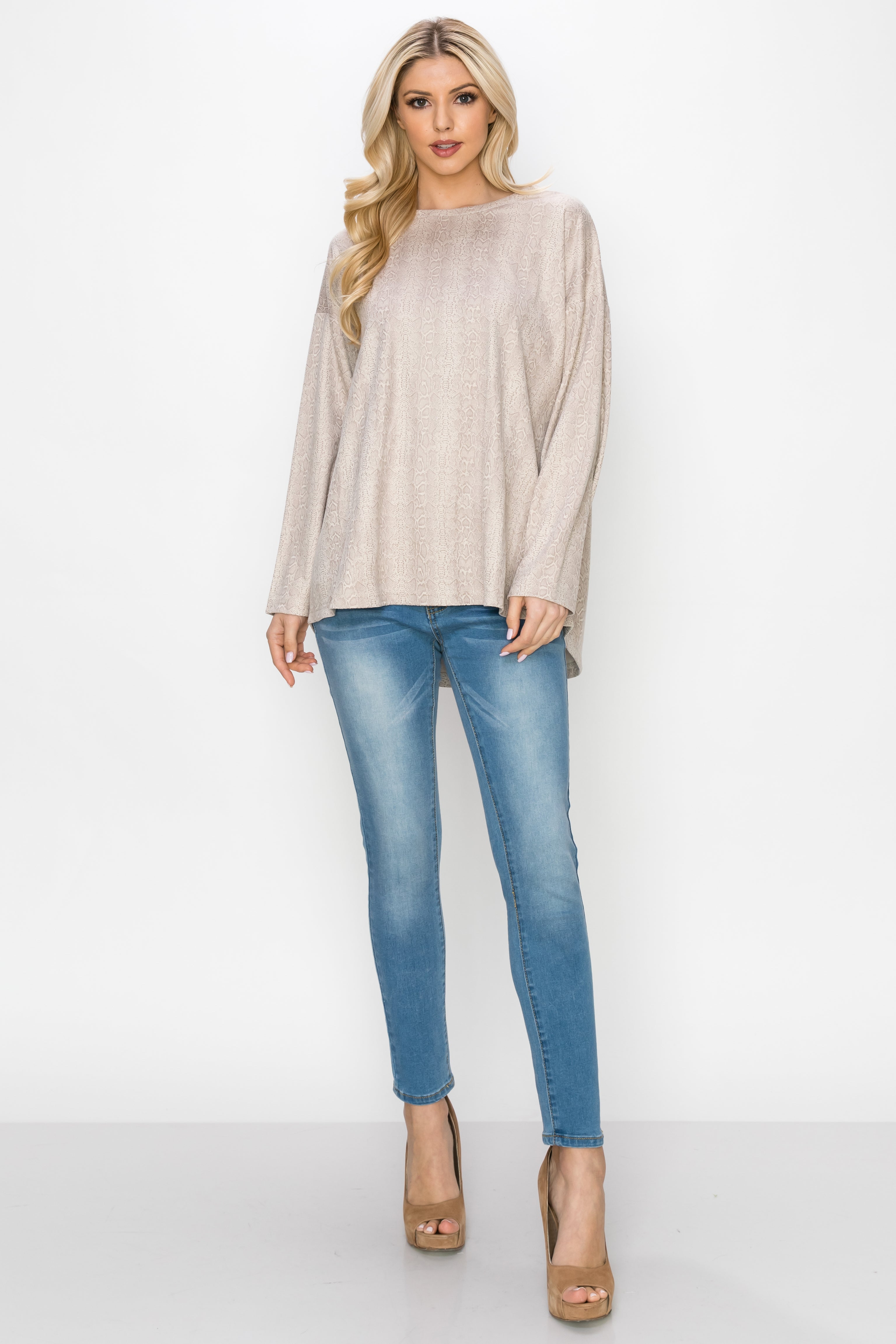 Ailith Stretch Suede Animal Print Top