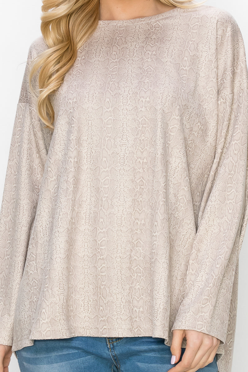 Ailith Stretch Suede Animal Print Top