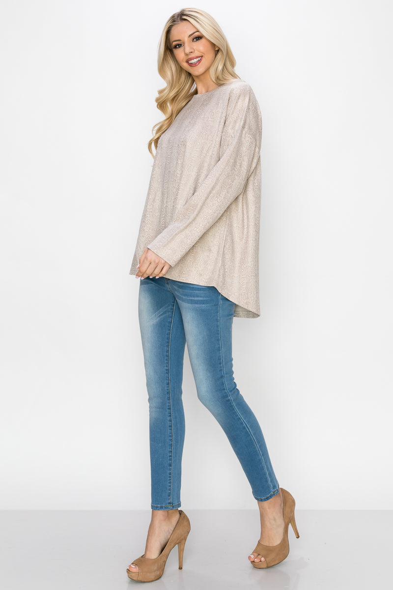 Ailith Stretch Suede Animal Print Top