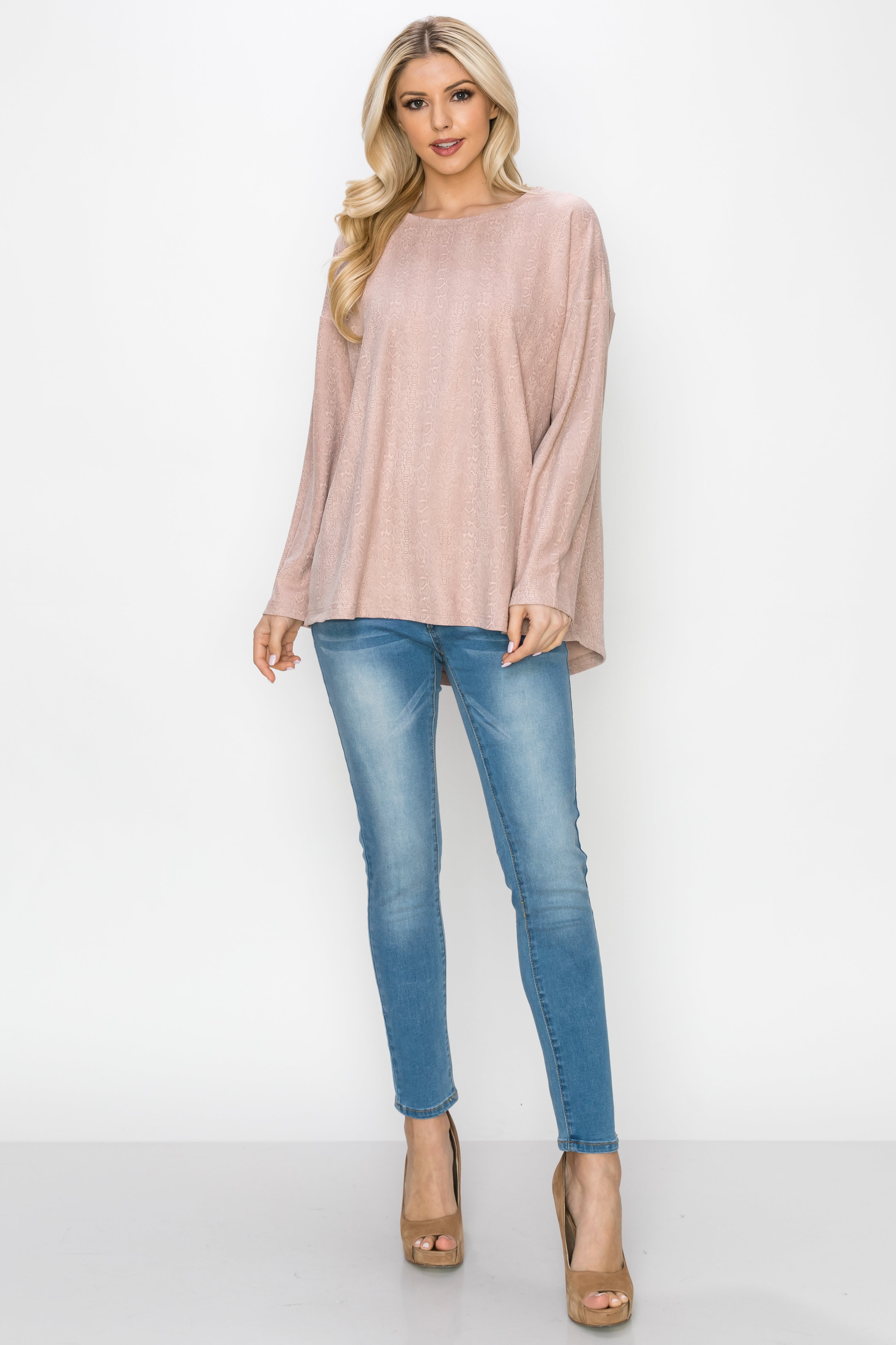 Ailith Stretch Suede Animal Print Top