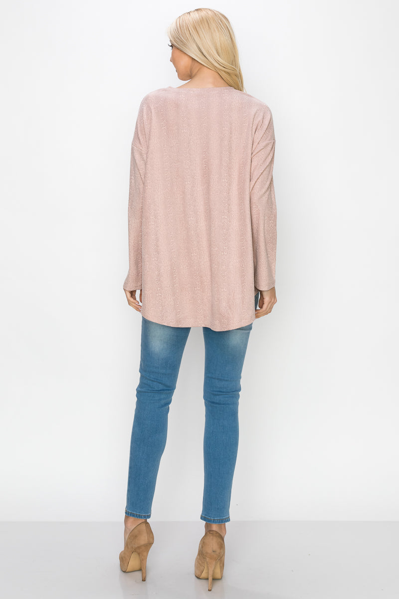 Ailith Stretch Suede Animal Print Top