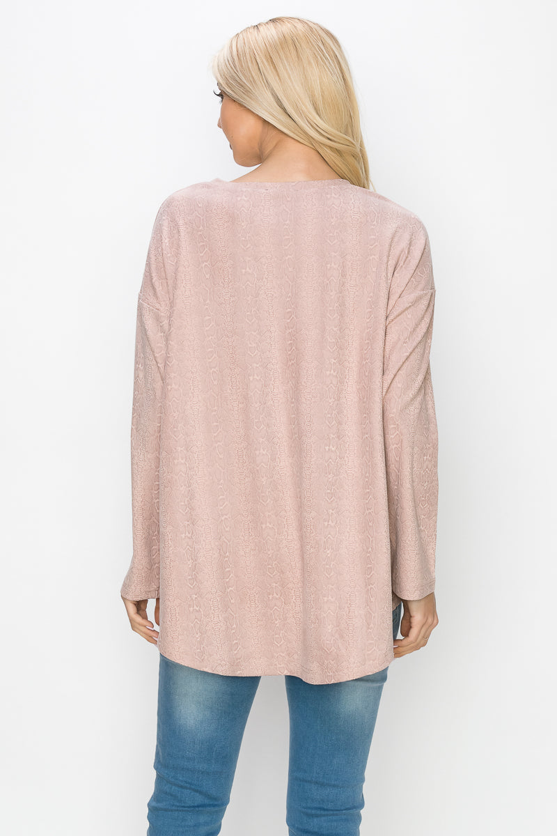 Ailith Stretch Suede Animal Print Top