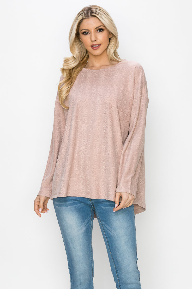 Ailith Stretch Suede Animal Print Top