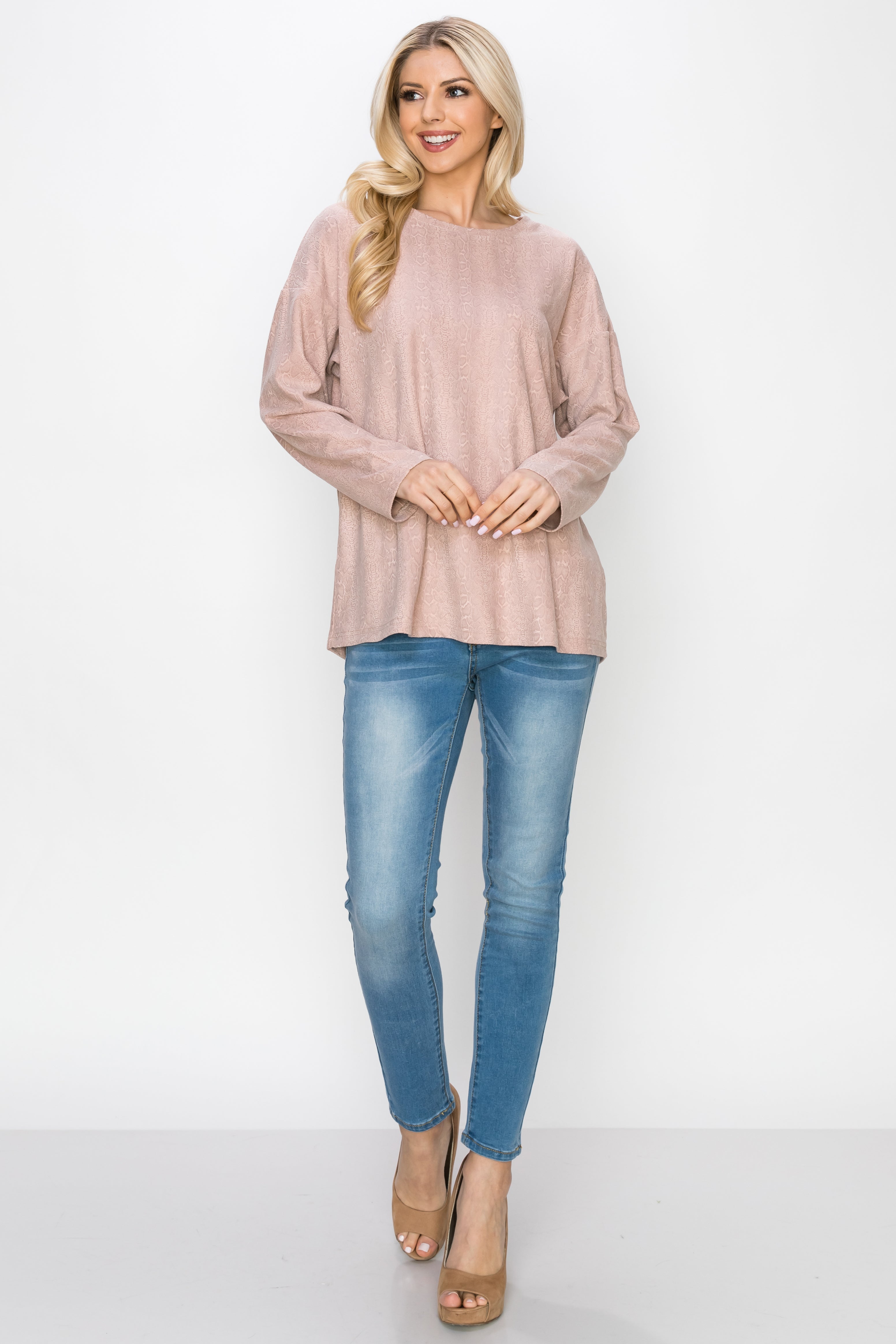 Ailith Stretch Suede Animal Print Top