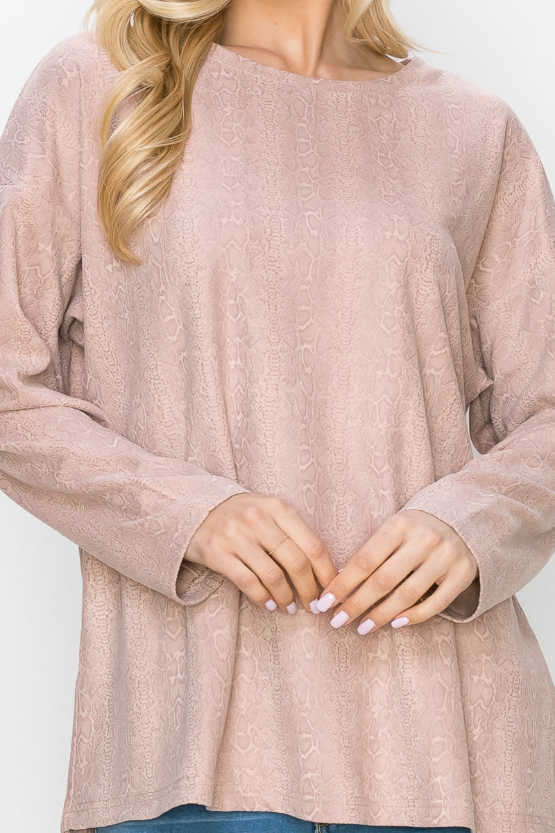 Ailith Stretch Suede Animal Print Top