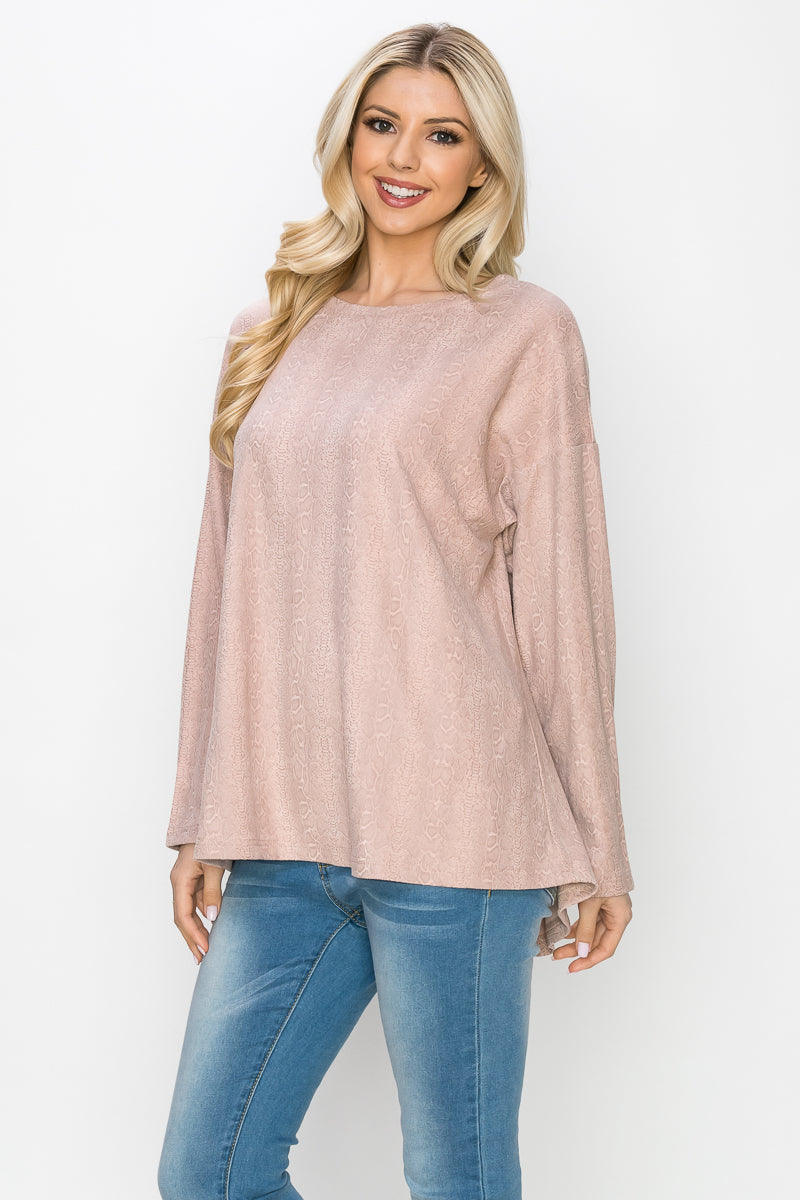 Ailith Stretch Suede Animal Print Top